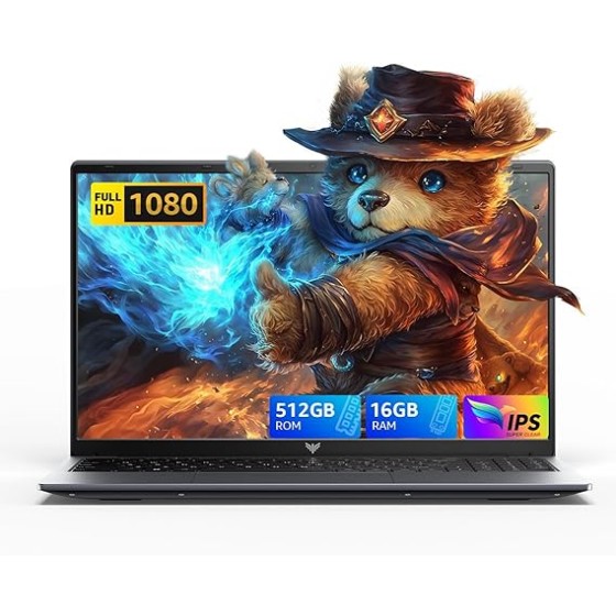LX15 Laptop, 16GB DDR4 512GB SSD, Quad-Core N97 Processor, Windows 11 Pro Traditional Laptop Computer, 15.6" IPS 1080P PC,180° Open Angle,WiFi, BT5.0, USB3.2, Type_C, Grey