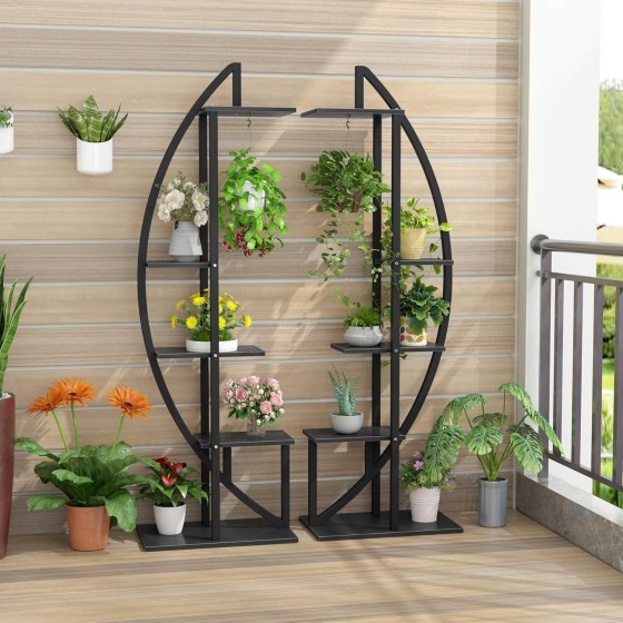 Tribesigns 5-Tier Plant Stand Pack of 2, Multi-Purpose Curved Display Shelf Bonsai Flower Plant Stand Rack for Indoor Garden, or Balcony, Home Use